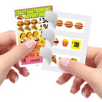 Cartes à déchirer avec languette, Cartes de visite, Design ludique alimentaire, Carte à 3 fenêtres, Papier couché personnalisé, Motifs vernis, Taux de gagnants
