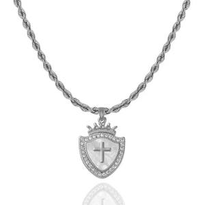 여성을위한 Milskye 귀여운 보석 고급 패션 14k 도금 골드 황동 다이아몬드 방패 신앙 목걸이 - Product Image 3