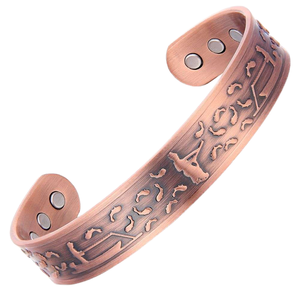 <b>Adjustable</b> Unisex Vintage Fashion Cuff <b>Bracelet</b> Magnetic Antique Copper Plated Horse Engraved Bangles - Product Image 1