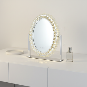 Oval Desktop Led Crystal <b>Makeup</b> <b>Mirror</b> <b>with</b> Frame - Product Image 3