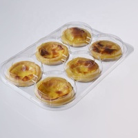 Boîte d'emballage personnalisée en PET transparent jetable pour tartelettes, desserts, pâtisseries, gâteaux, pains, avec 2/4/6/9 trous