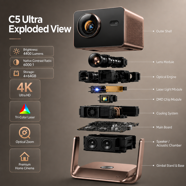 C5 Ultra 4K UHD Triple Laser Home Cinema Projector Dolby Vision IMAX Enhanced Smart Projector Gaming Beamer