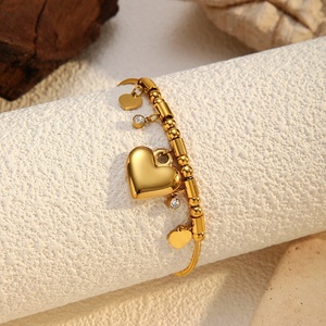 Bracelet en acier inoxydable avec pendentif cœur personnalisé, incrusté de zircon, breloques DIY, maillons de chaîne, idéal pour un cadeau - Product Image 3