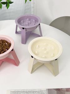 ชามอาหารสัตว์เลี้ยงแบบชะลอการกินพร้อมขาตั้งโลหะ อุปกรณ์สำหรับสัตว์เลี้ยงในบ้าน ชามอาหารแมวและสุนัข ชามรองรับคอ ชามกันลื่น - Product Image 3