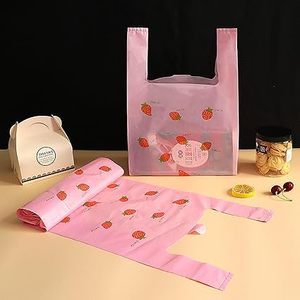 Bolsas de Plástico para Fresas Huamaohengchun, Color Rosa, para Compras, Restaurantes, Tiendas de Conveniencia, con Asas, al por Mayor, 9.8x16.5 Pulgadas - Product Image 4