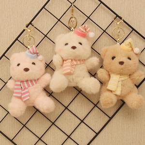 11Cm Schattige Pluche Teddybeer Sleutelhanger Met Sjaal 3 Kleuren Perfecte Kinderen Cadeau Speelgoed Sleutelhanger Rugzak Hanger Pluche Speelgoed - Product Image 1