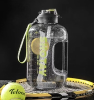 도매용 동기부여 2L/2.5L/3.8L 체육관 스포츠 갤런 물병 대용량 물병 4색 체육관 물병 빨대 포함