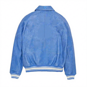 Blouson moto en cuir véritable marron pour homme, style motard, col montant, fermeture éclair, coupe classique, pour l'automne, vente en gros - Product Image 3