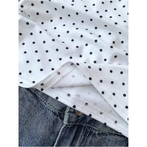 FOXA Crop top à pois pour fille, épaules dénudées, sans manches, froncé, respirant, style Y2k - Product Image 4