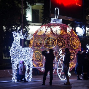 Grand renne LED extérieur avec traîneau pour la décoration de centres commerciaux, parcs et rues à Noël - Product Image 2