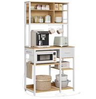 Étagère de cuisine moderne en bois de pin écologique 40x80x180,4cm, étagères de cuisson réglables, 12 crochets, 1 tiroir Linrun Meijia