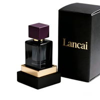 Flacon de parfum carré noir professionnel de 50 ml avec bouchon violet pour les marques de parfums et les parfumeurs