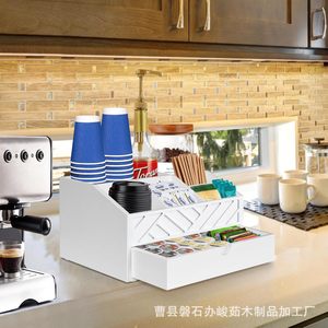 Caja de almacenamiento de cápsulas de café con cajón para bar de cafetería, organiza cápsulas, bolsitas de té y accesorios, color blanco - Product Image 2