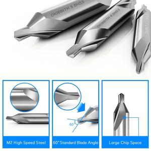 Jeu de 7 forets de centrage HSS <span class=keywords><strong>Meixu</strong></span>, 60 degrés, 1-5 mm, finition argentée, pour outils électriques, perçage de métaux sur tour et travail des métaux - Product Image 3