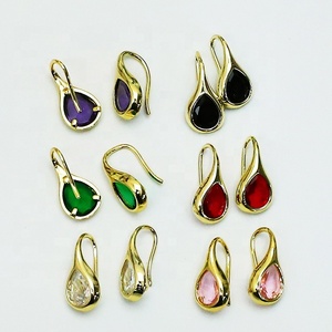 ต่างหูคริสตัลเพทายหลากสี ดีไซน์เรียบหรู ทรงกลม สำหรับผู้หญิง - Product Image 4