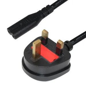 BSI Certificate British3 pin IEC 320 C7 Electric Power Cord Rated 220V 250V Black 3pin Power Cable Plug