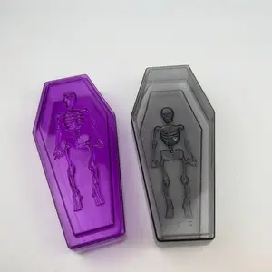 Nuovo Design Halloween terrore scheletro su scatola di caramelle a forma di bara scatola di caramelle di plastica creativa per decorazioni per feste di Halloween