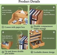 Organizador de Escritorio de Bambú de Gran Capacidad, Soporte de Almacenamiento, Archivador, Caja para Suministros de Oficina, Accesorio de Mesa para Uso Doméstico