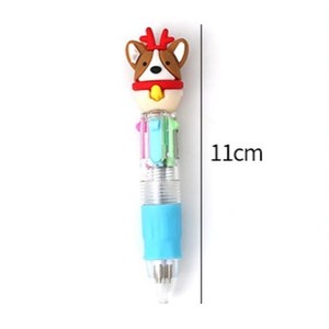Cute Cartoon Mini Silicone Four-Color Christmas Ballpoint Pen Plastic School Stationery Supplies Wholesale Christmas Stationery - Product Image 6