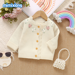 Suéter de Punto Mimixiong 2024 <span class=keywords><strong>para</strong></span> Recién Nacidos, Bordado con un Hermoso Patrón de Flores, Chaqueta Tipo Cárdigan de Boutique - Product Image 5