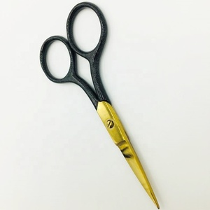 Tijeras profesionales, tijeras de uñas de hoja recta curvada negra, herramienta de manicura de acero inoxidable con punta dorada afilada sostenible - Product Image 6