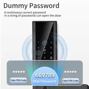 Smartier Tuya ล็อคดิจิตอลอัจฉริยะ รหัสผ่านลายนิ้วมือไบโอเมตริกซ์ ล็อคมือจับห้องอพาร์ทเมนท์แบบไร้กุญแจ