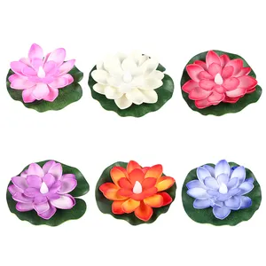 Lampes à fleurs artificielles en forme de Lotus, luminaires colorés flottants en forme de fleurs pour piscine, souhait, bougies sensible à l'eau, 10 pièces