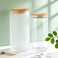 Entrepôt USA – Nouveaux verres en borosilicate transparent givré de haute qualité de 16 oz et 20 oz pour sublimation, avec couvercle en bambou et pailles, pour bière et autres boissons