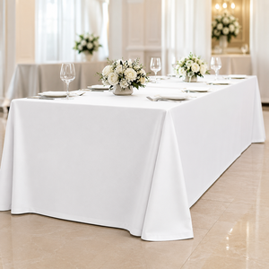 Wholesale 120 Inch White Rectangle Polyester <b>Tablecloth</b> Hotel Banquet Wedding Event Table Cover - Product Image 1