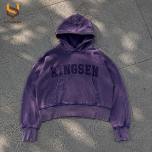 Custom 420Gsm 100% Cotton Oversized Heavyweight Vintage Acid Wash Hoodie Screen Printing Boxy Distress Design Streetwear Hoodie - Product Image 1