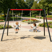 Support de balançoire robuste pour l'extérieur, ensemble de balançoires pour enfants avec deux sièges différents pour la cour familiale