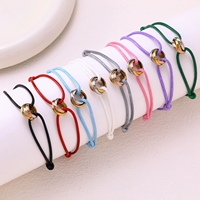 Pulsera Ajustable de Acero Inoxidable Satinado con Rosa, Oro de 18K, 3 Anillos, Joyería de Moda, Cable de Alambre Enlazado, Regalo para Mujeres y Hombres