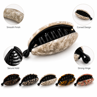 Newyeah Vente en gros Pince à cheveux banane en acétate de cellulose Double C avec logo personnalisé, maintien ferme, motif écaille de tortue, accessoires capillaires pour femmes