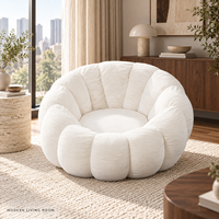 Fauteuil de relaxation sculptural en forme de pétale, sans structure, entièrement en mousse compressée sous vide, pour salon et chambre à coucher