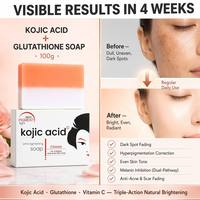 Savon en barre transparent artisanal à base de kojic biologique, glycérine et ingrédients à base de plantes, éclaircissant et hydratant pour tous types de peau, 100g