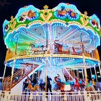 Carrousel à deux étages de luxe vintage européen en fibre de verre