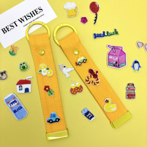 32Mm DIY Túi Hành Lý Dây Buộc Tag Tùy Chỉnh Nhỏ Các Bản Vá Lỗi Sắt Trên <span class=keywords><strong>Keychain</strong></span> Keyring Vải Vải Dây Đeo Hàn Quốc Quyến Rũ - Product Image 4