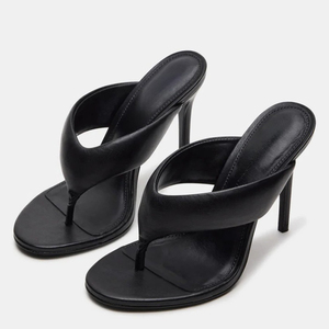 Sandales à bout ouvert pour femmes, grande taille 45, pour pieds larges, chaussures à talons aiguilles pour soirée, mules à bride en PVC, coupe large - Product Image 1