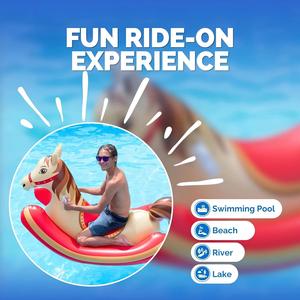 Caballo inflable para montar en la piscina, flotador para adultos y niños, juguete acuático para jugar en el agua al aire libre en verano. - Product Image 3