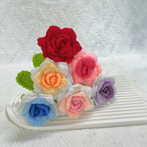DIY Vente en gros de roses au crochet, fleurs de roses artisanales finies pour un cadeau de la Saint-Valentin - Product Image 3