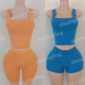 Loungewear <span class=keywords><strong>Mujer</strong></span> Conjuntos Pijamas Camiseta acanalada <span class=keywords><strong>Boxer</strong></span> Shorts Lounge Wear 2 Conjunto de dos piezas Verano para <span class=keywords><strong>Mujer</strong></span> Ropa Pijamas <span class=keywords><strong>Mujer</strong></span> - Product Image 2