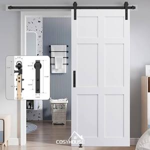 Puerta Corredera de Granero Moderna de Madera Maciza Impermeable para Uso Interior/Exterior en Cocina, Dormitorio, Baño, Hospital, Herrajes para Rieles - Product Image 3