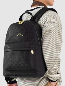 Hot Selling Fashion Letter Sports <b>Backpack</b> Contrast Stitching Trendy Travel Bag Geometric Unisex Gym Zipper Waterproof Polyester - Product Image 4