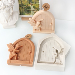Porte rétro avec moule à bougie en silicone fée miniature frapper à la porte fleur fée gâteau décoration outils moule à chocolat - Product Image 5