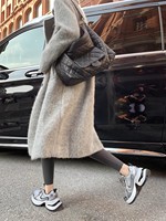 QLFashion Version en peau de mouton ~ losange Xiangfeng pneu peau de vache à lacets baskets décontractées femmes en cuir véritable à semelles épaisses Runn918
