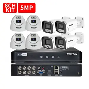 Fosvision AHD 5MP 8 채널 카메라 키트 야간 투시경 Dvr 보안 홈 시스템 비디오 감시 Ahd 카메라 5mp Ahd 키트 8ch