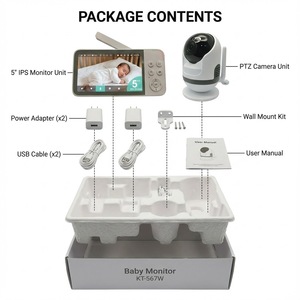 Monitor de Bebé Inalámbrico de Largo Alcance KT-567W, Pantalla IPS de 5 Pulgadas, Cámara PTZ, Audio Bidireccional, Sensor de Temperatura, Reconocimiento Facial - Product Image 3