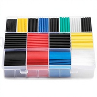 Kit de gaines thermorétractables en polyoléfine Jiaen JN 2:1, 6 couleurs assorties, pour câbles et fils, en boîte -20°C à +200°C