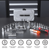 Juego de 40 Piezas de Llaves de Tubo CRV de 1/4 y 3/8 Pulgadas con Juego de Llaves de Trinquete, Juego de Herramientas Profesional para Reparaciones