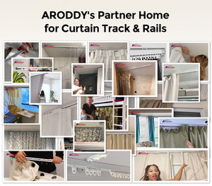 ARODDY Rail de plafond blanc occultant de 159,9 pouces à faible taux de défauts et support pour <span class=keywords><strong>tringles</strong></span> de rideaux simples - Product Image 6
